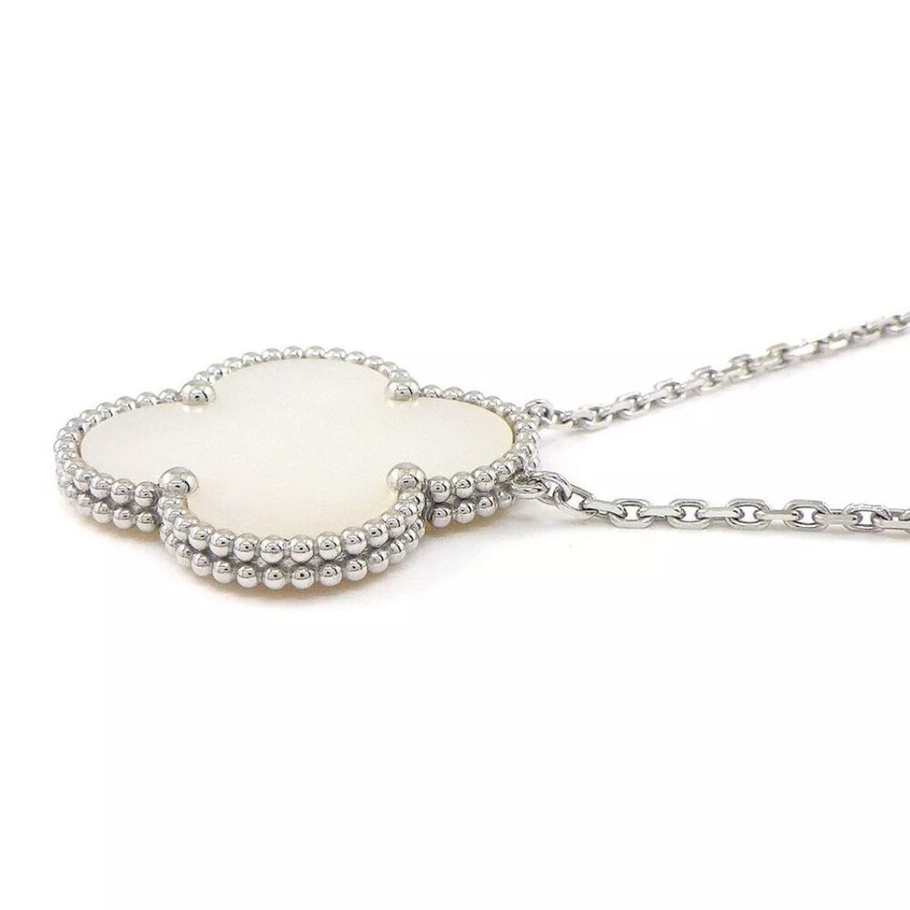 Van Cleef & Arpels 18k White Gold Mother of Pearl Alhambra Pendant - Picture 4 of 9